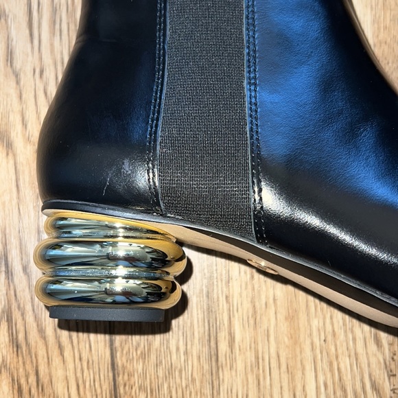 NEW! Zara Metal Trim Heeled Leather Ankle Booties - Picture 8 of 10